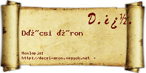 Décsi Áron névjegykártya
